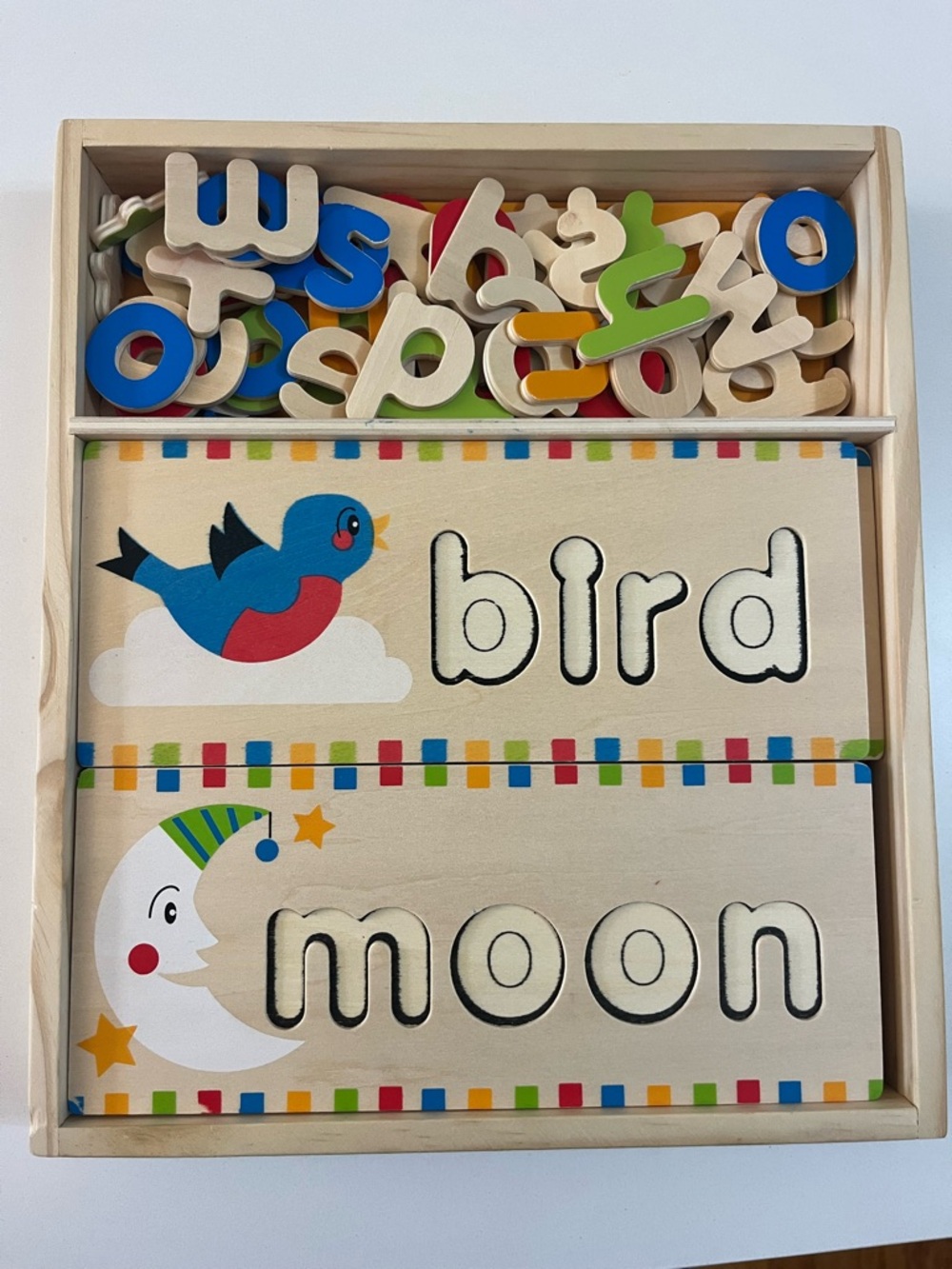 Melissa & Doug Colorful Wooden Letter Puzzle Set - Blue, Red, Green, Yellow